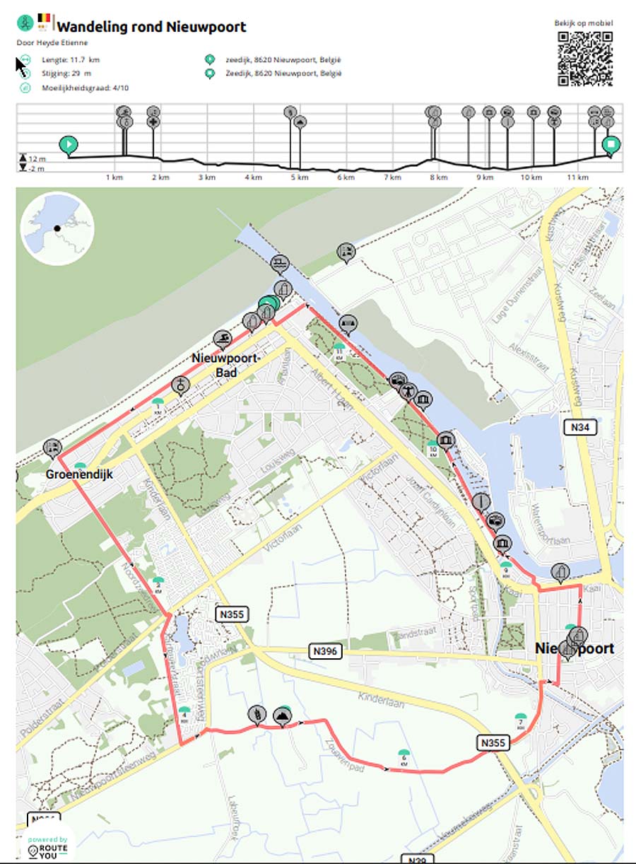 plan wandelen rond nieuwpoort